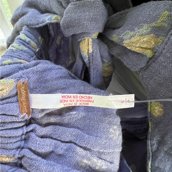 Free People Floral Puff Sleeve Top - Blue - Picture 8 of 8